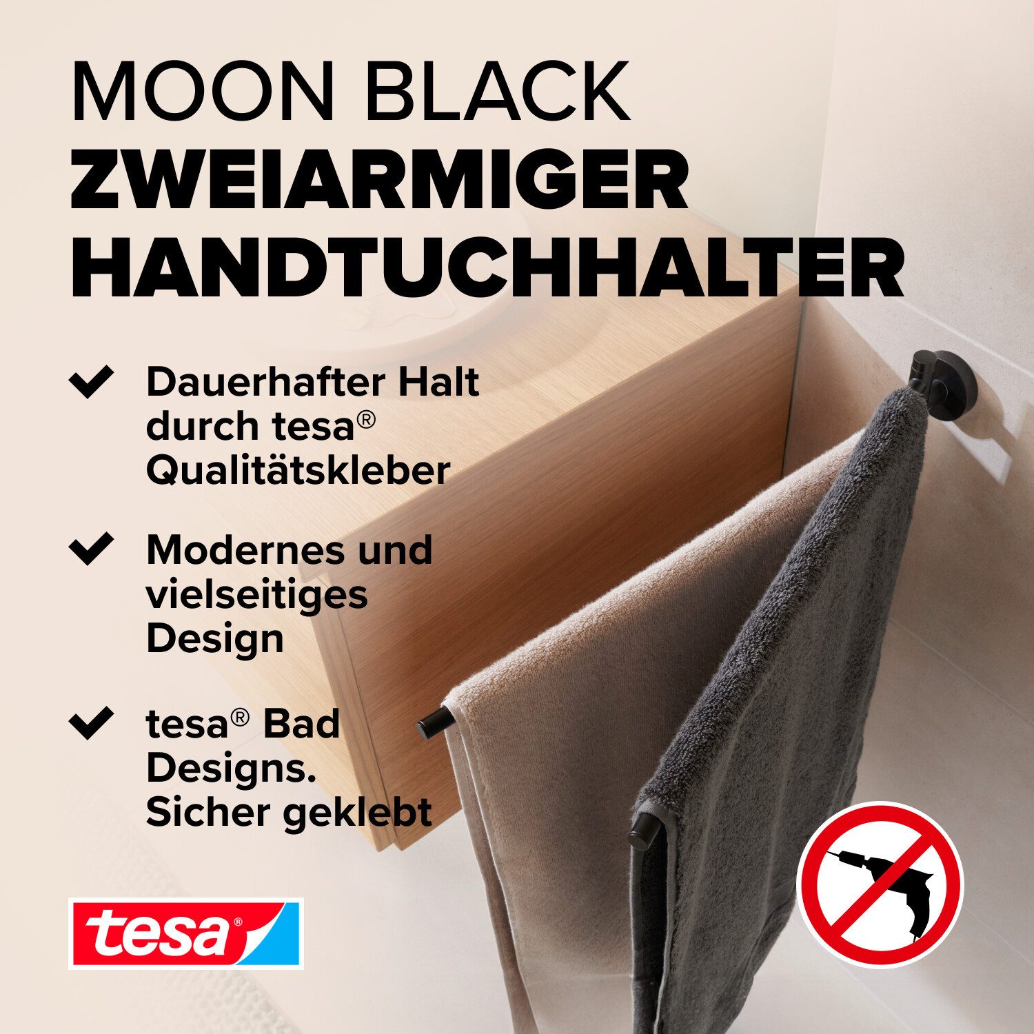 tesa Handtuchhalter MOON Handtuchhalter 2-armig ohne günstig online kaufen