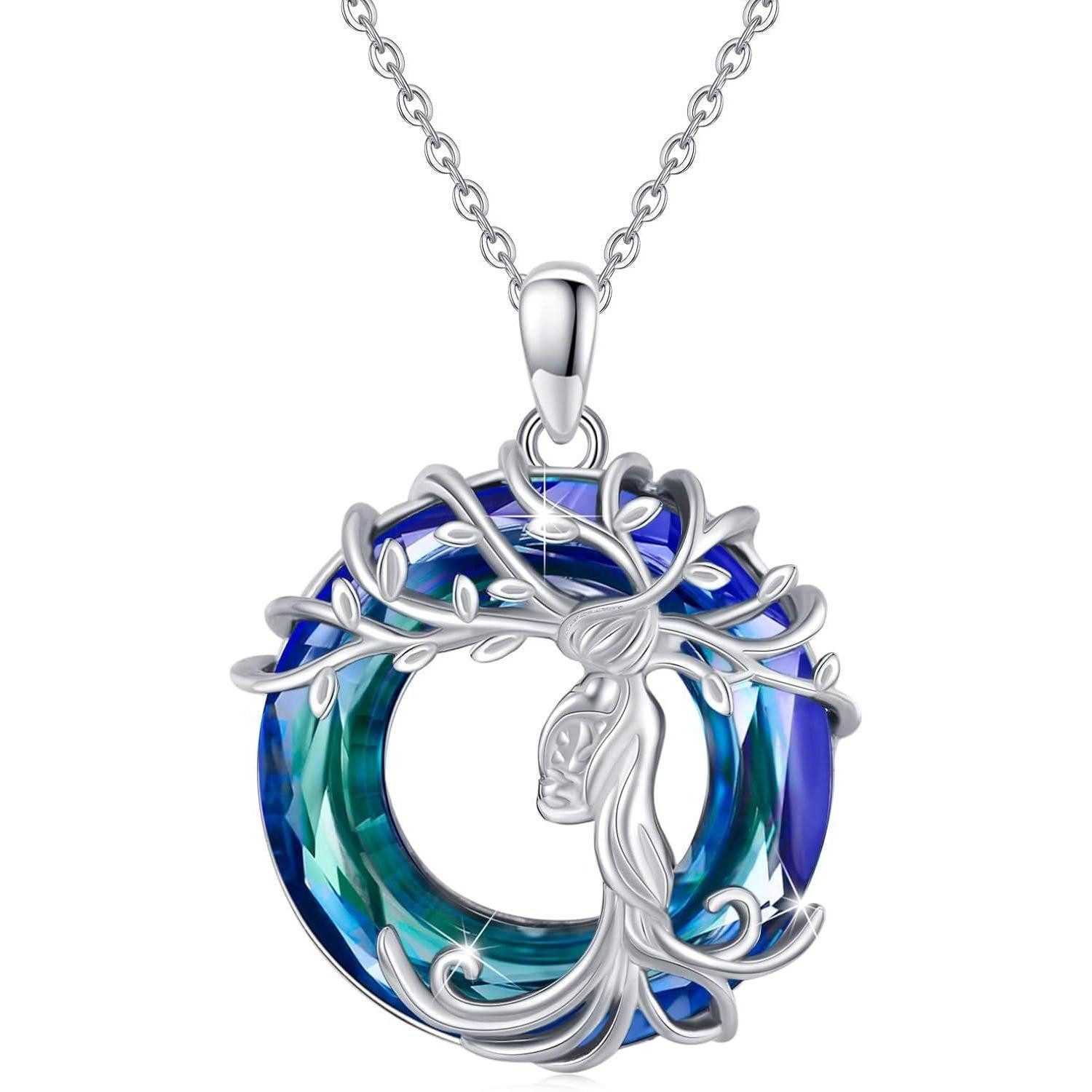LuxusKollektion Kette mit Anhänger TRISHULA Kristall Kette 925 Sterling Silber Mutter Und Tochter