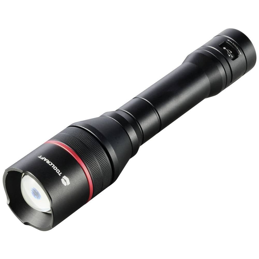 TOOLCRAFT Taschenlampe Taschenlampe, akkubetrieben TO-8702946, verstellbar, mit USB-Schnittstelle, mit Stroboskopmodus