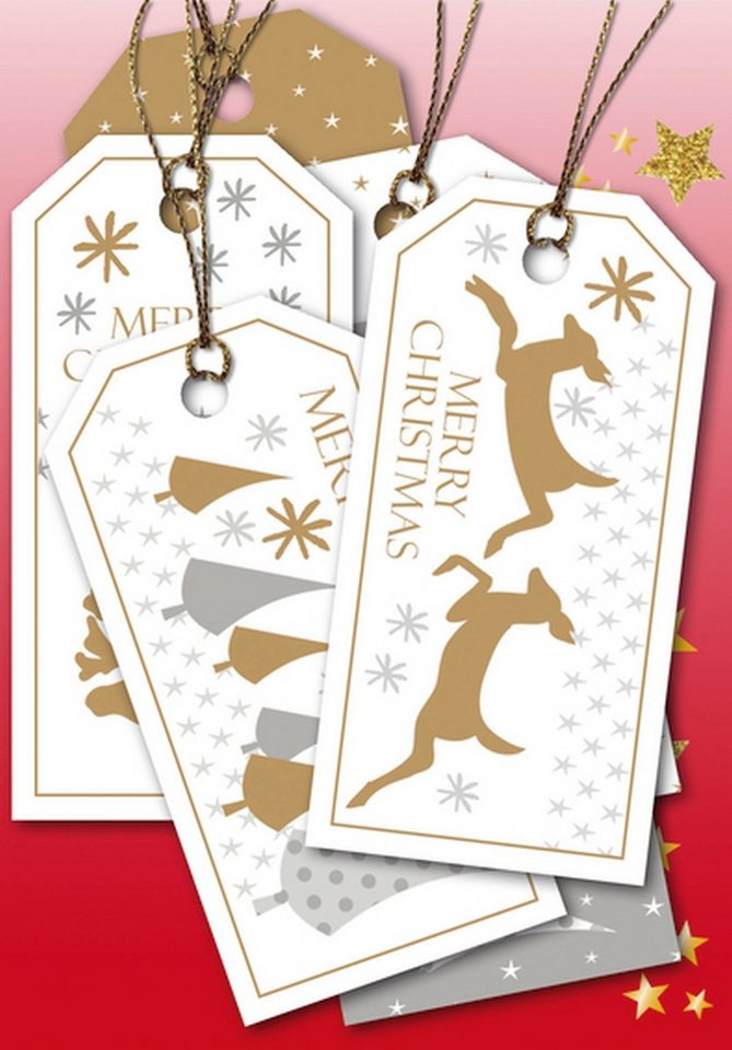Thumbnail - HERMA Motivpapier Geschenkanhänger Weihnachten Merry Christmas 8x4cm VE=6 Stück
