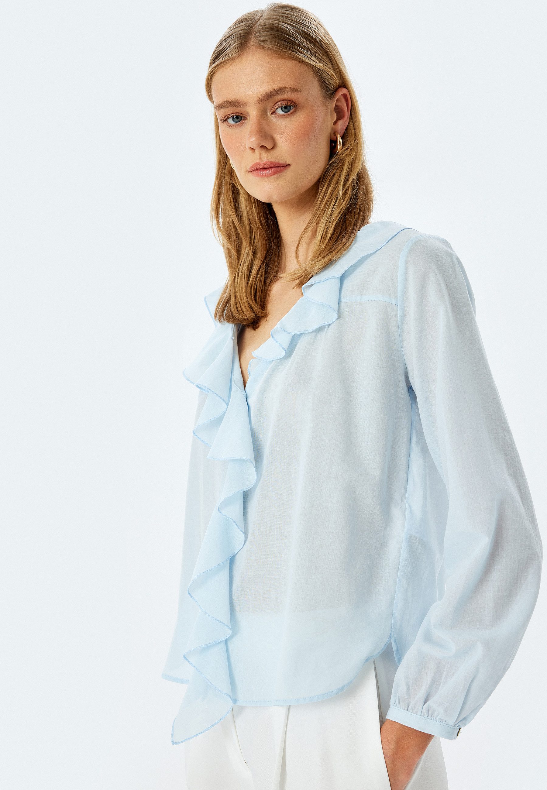 Koton Langarmshirt V-Kragen Langärmelig Langarmshirt