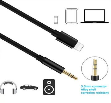 OLi AUX für Audiokabel für alle iPhone Car Schwarz Handy-Netzteile (1m Lightning 8 Pin zu 3,5mm Klinke Audiokabel MFi & Auto)
