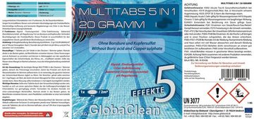 GlobaClean Chlortabletten 1 kg Pool Chlor Multitabs 5in1 20g