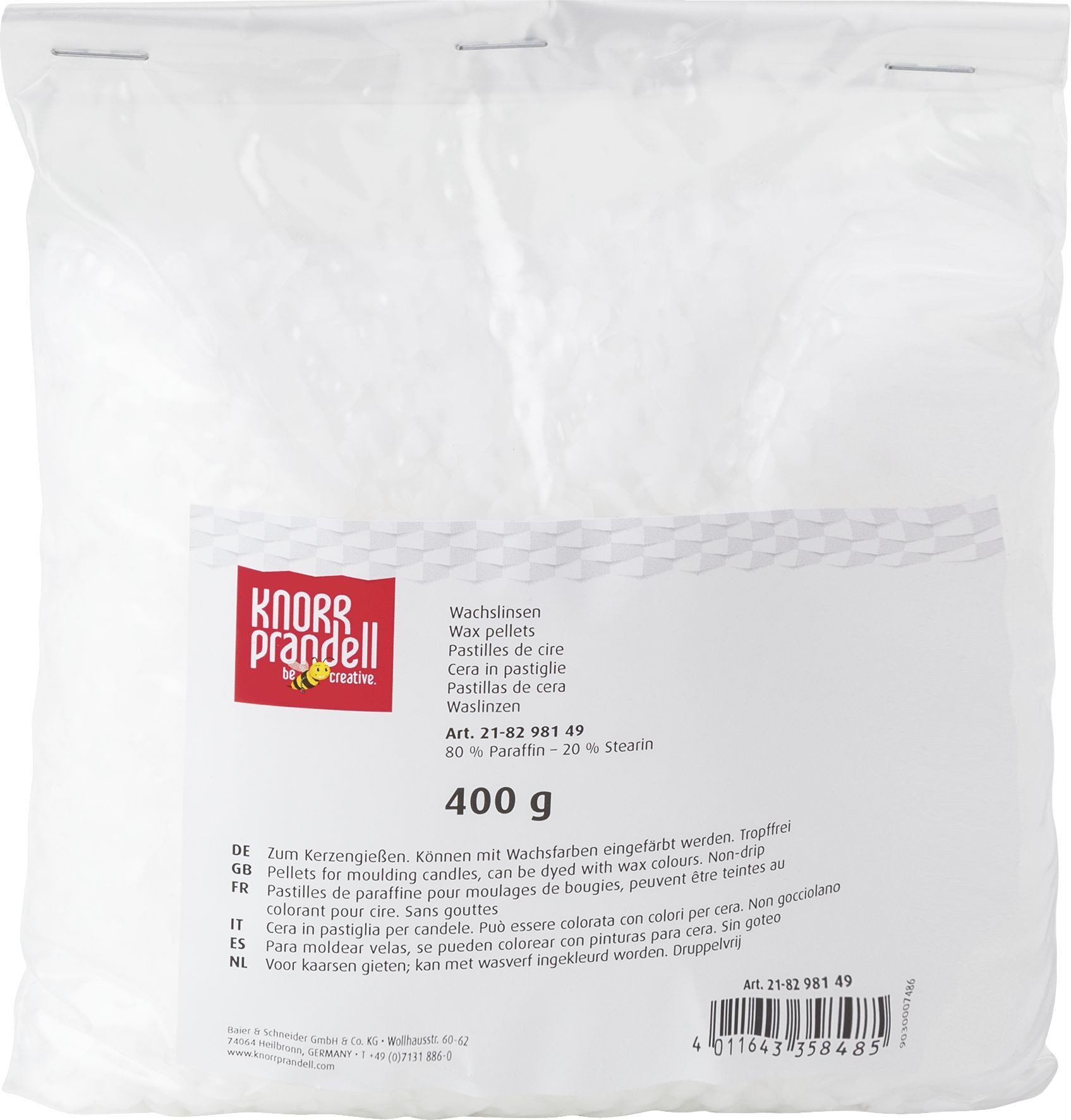 Knorr Prandell Bastelfilz Wachslinsen weiß VE=400g