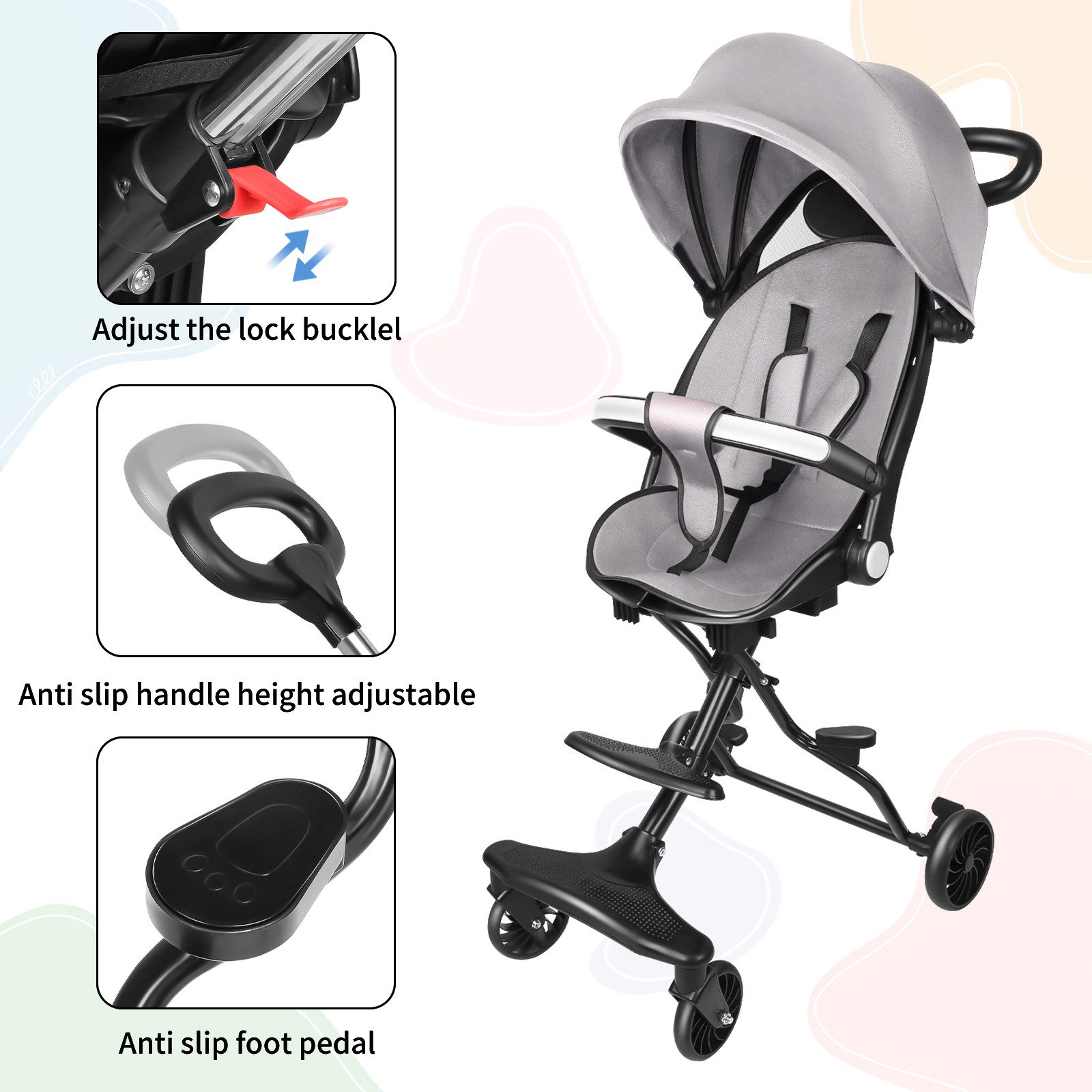 JEOBEST Kinder-Buggy Kinderwagen 3 in 1 Komplettset