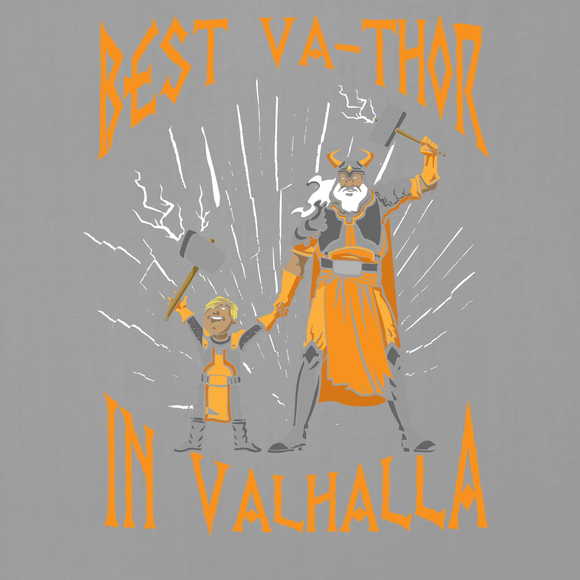 Kurzarmshirt Grau Vatertag Best Quattro Vater T-Shirt - Heather Formatee Viking (1-tlg) Wikinger Herren Papa Va-Thor