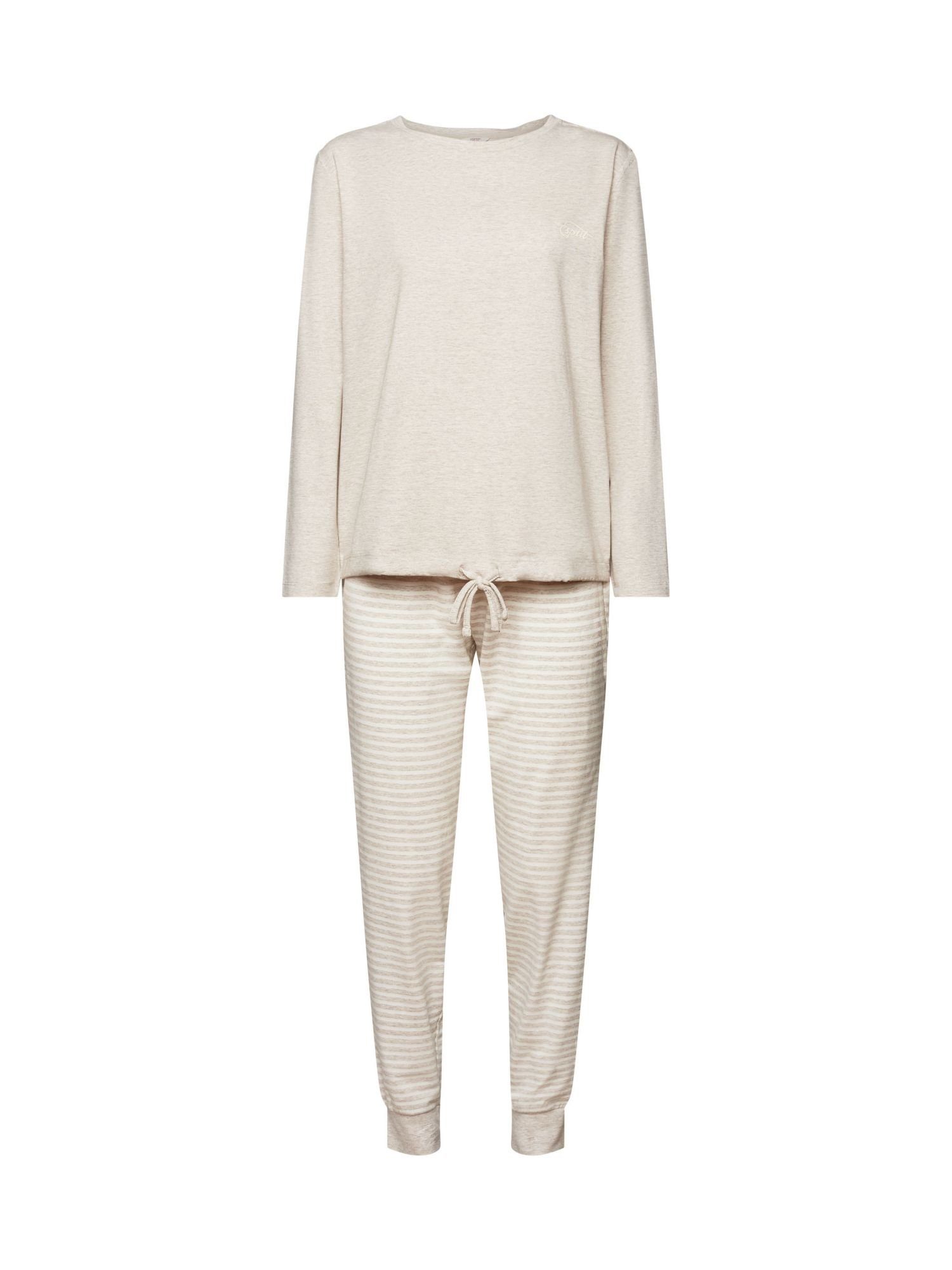 Esprit Pyjama Gestreiftes Pyjama-Set SAND