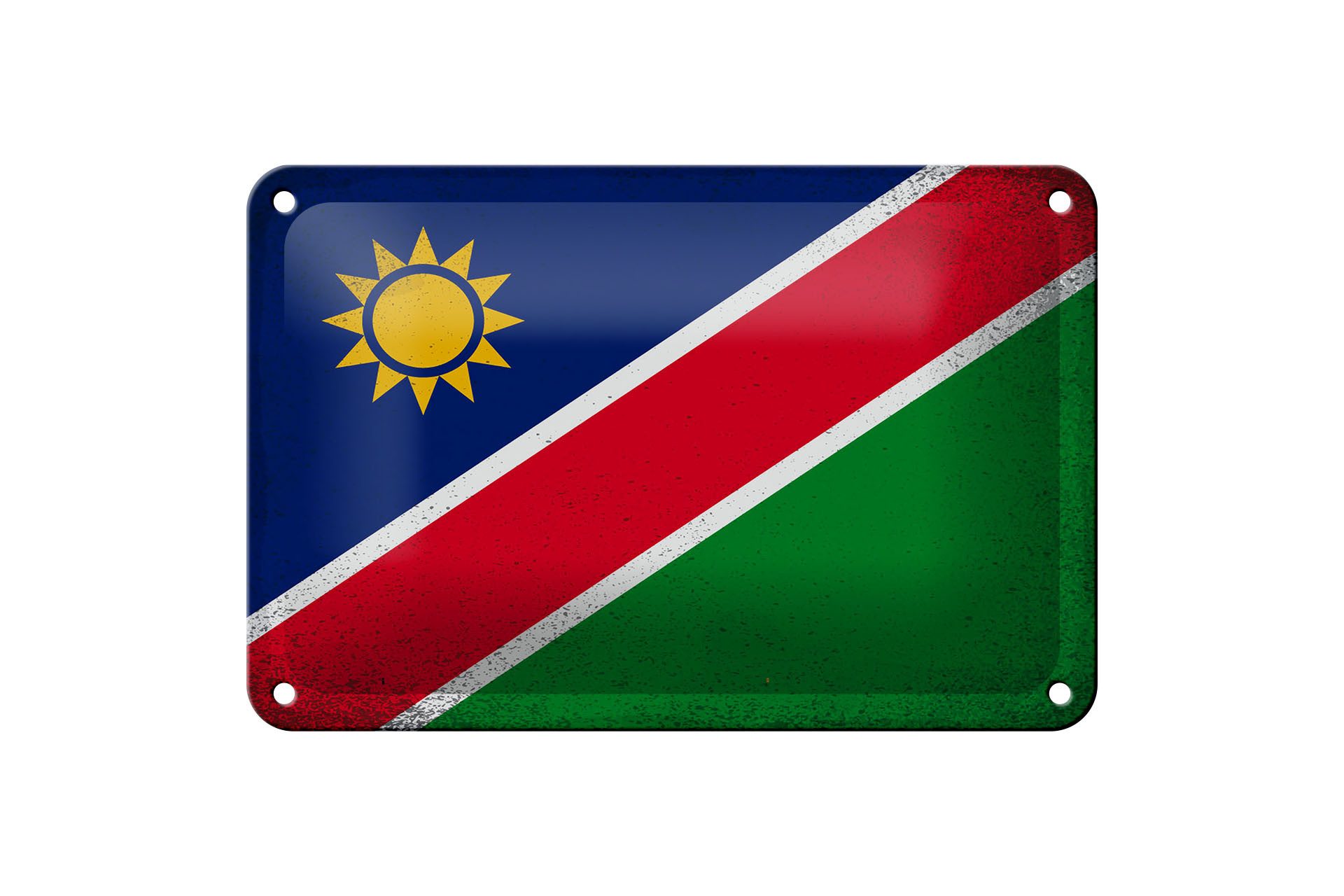 Femer GmbH Metallschild Flagge Namibia 18x12cm Flag of Namibia Vintage, (1 St), gewölbte Oberfläche, abgerundete Ecken, umgeschlagene Kanten