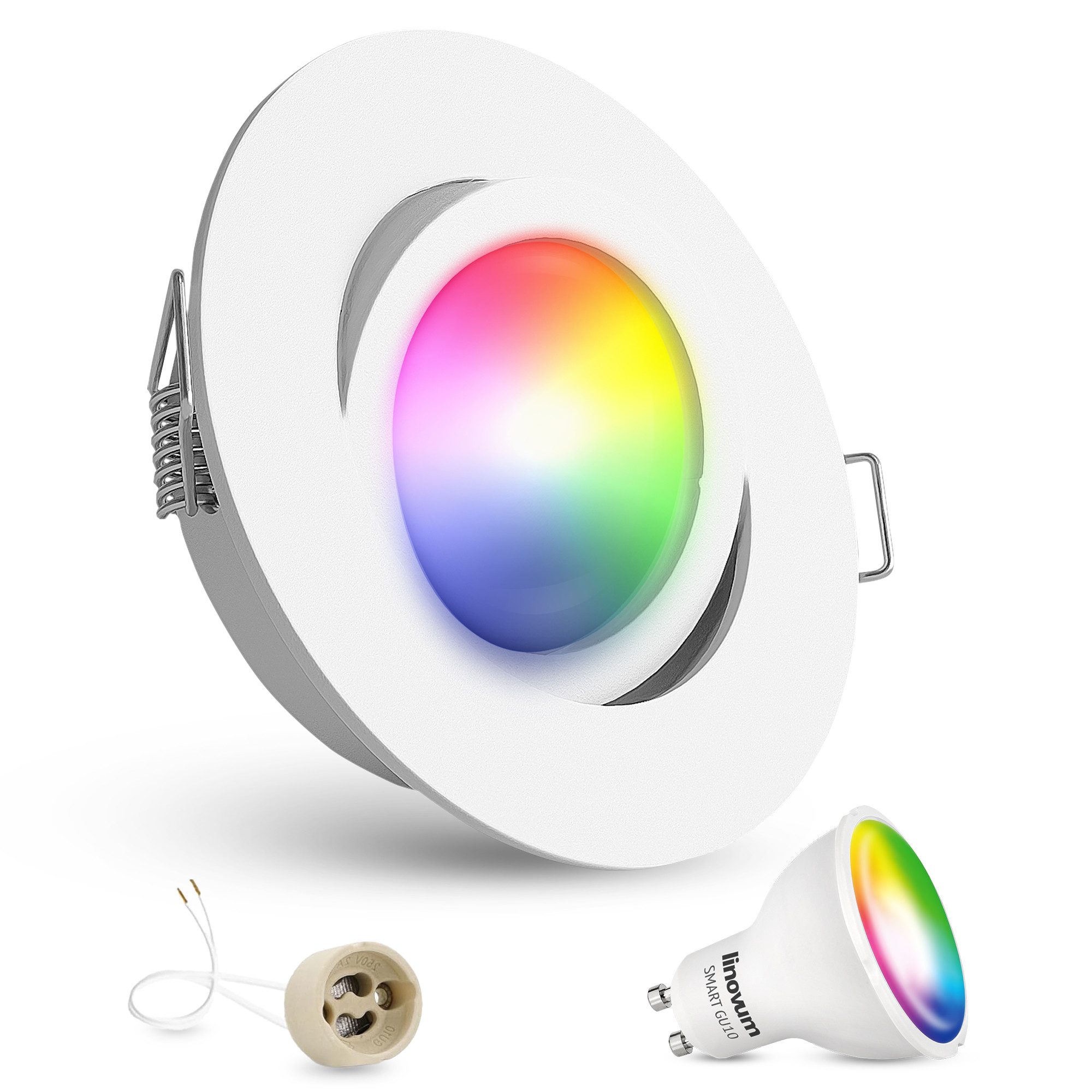 linovum Smarte LED-Leuchte LED Einbauleuchte schwenkbar inkl. Smart WiFi RGB GU10 Lampe 230V, RGB