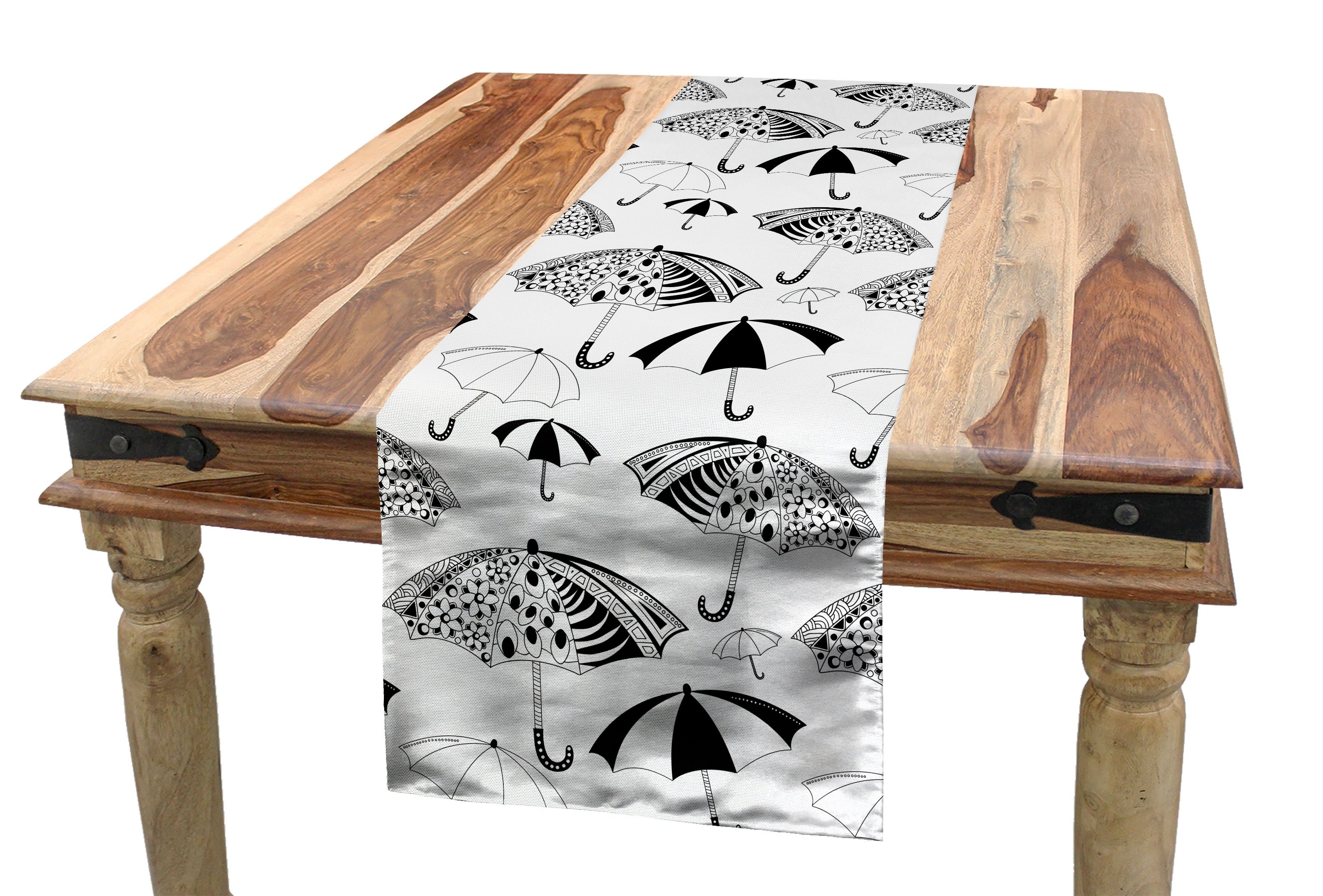 Abakuhaus Tischläufer Esszimmer Küche Rechteckiger Dekorativer Tischläufer, Weiß Aufwändige Regenschirme