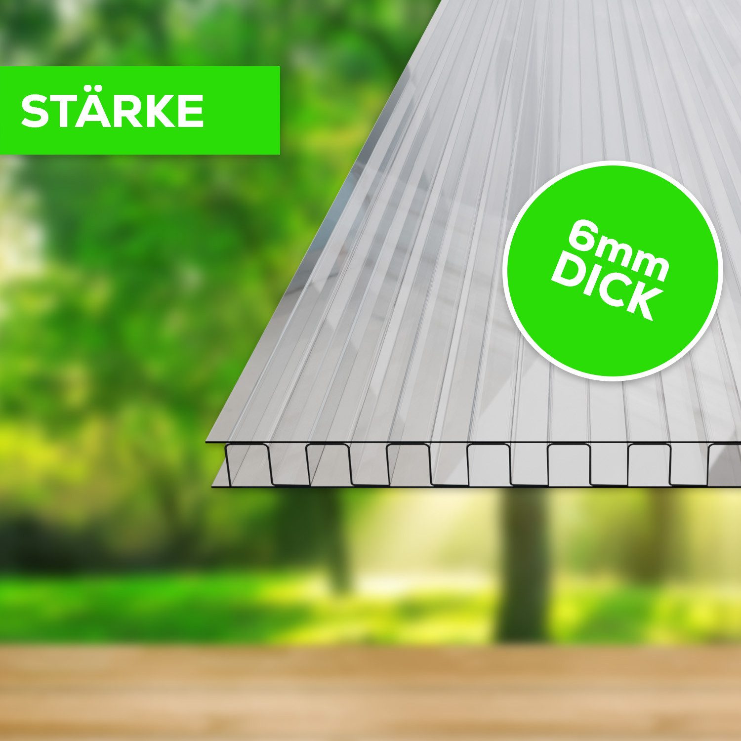 GARMIO Gewächshaus Hohlkammerstegplatten ACRI 6mm, Ersatz Gewächshausplatten 10,25 m², Set aus 14 Platten, Polycarbonat transparent, UV-beständig  | Rabatt: 39%