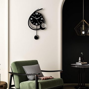 yozhiqu Wanduhr Moderne dekorative Wanduhr für Wohnzimmer, große Wanduhr mit Pendel (batteriebetrieben 20,5 Zoll, geräuschlose Wanduhr ohne Tickgeräusche)