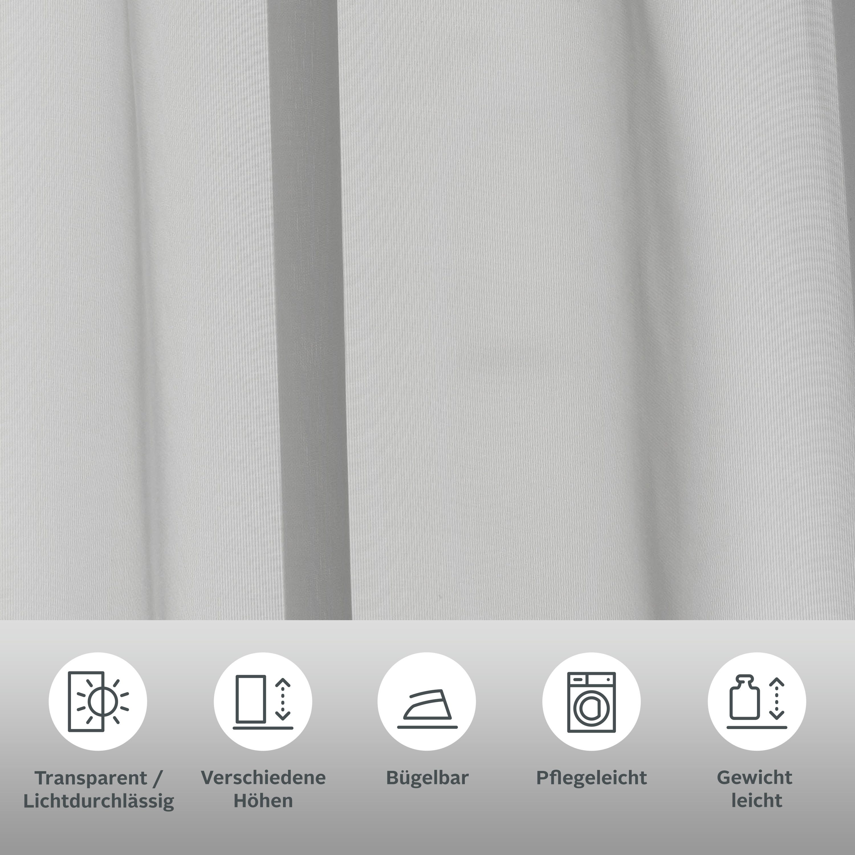 OTTO home Gardine XANA (1 St), Schlaufen, transparent, Voile, Bestseller, einfarbig, 1 bzw. 2 Schals, pflegeleicht, preiswert!