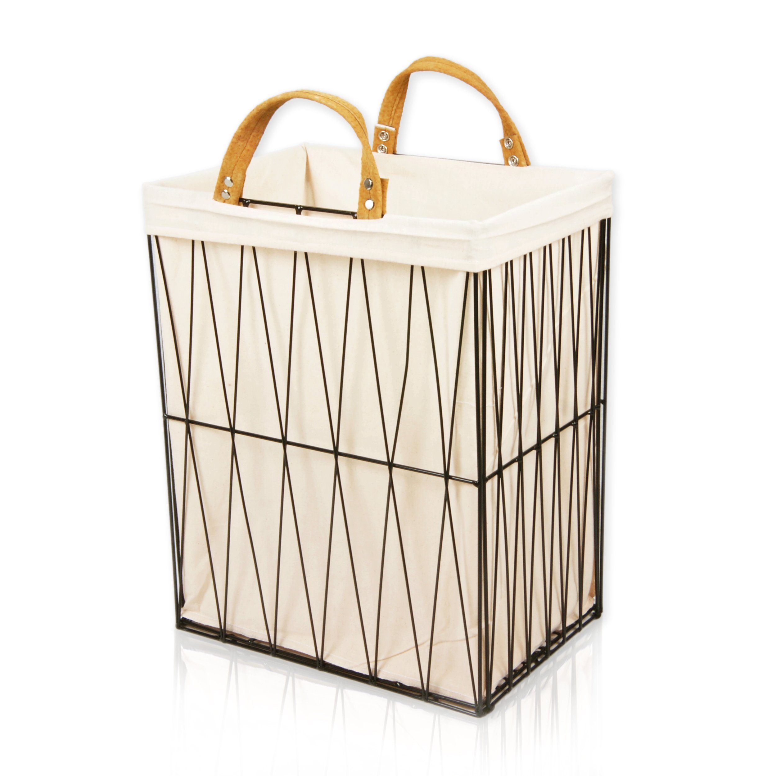 animal-design Wäschebox, 35L aus zusammenklappbar geflochten, schwarz Nischenkorb Metall