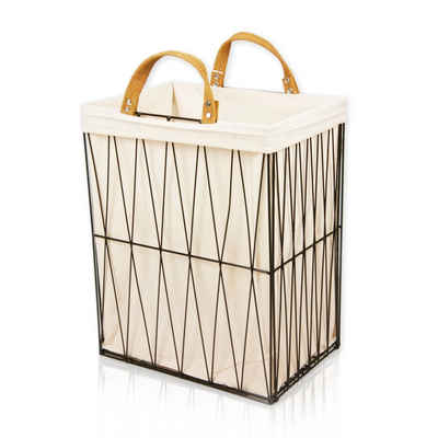 animal-design Wäschebox, 35L aus Metall geflochten, Nischenkorb zusammenklappbar schwarz