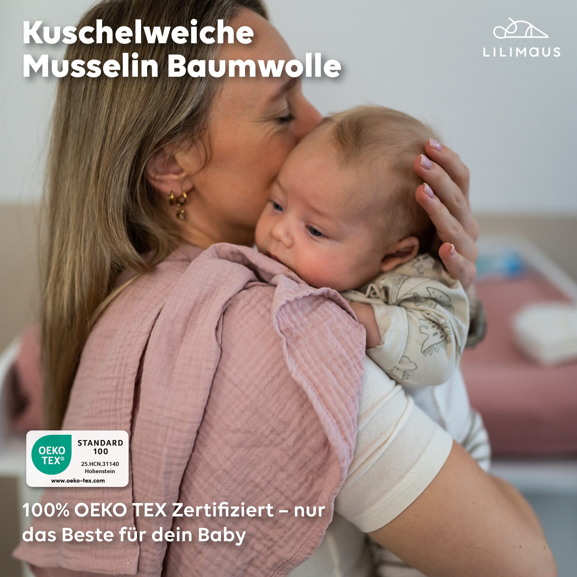 lilimaus Spucktuch Mulltücher für Babys aus 100% Baumwolle - weich & saugfähig, (3-tlg), 3er-Set, saugfähig & schnelltrocknend - auch als Kuscheltuch