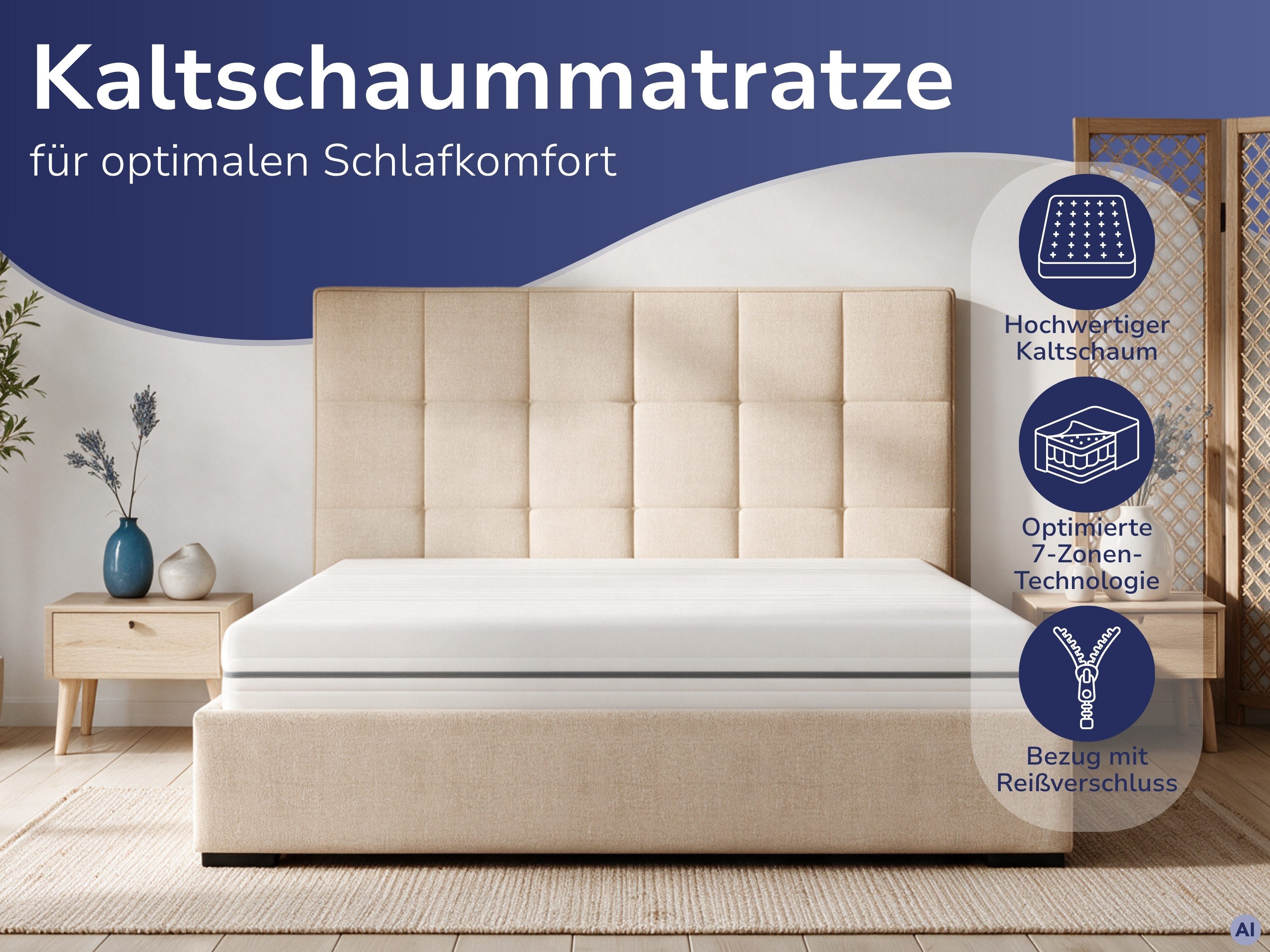 Kaltschaummatratze 7-Zonen Matratze Wellness - H2, H3, H4 & H5, Matratzenheld, 18 cm hoch, verschiedene Größen & Härtegrade - atmungsaktiv, allergikergeeignet – Bild 5 von 5