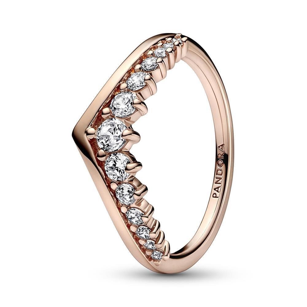 Fingerring Wishbone Ring für Damen von PANDORA, rosé mit Zirkonia