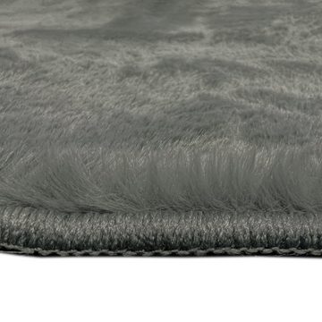 Badematte Dunkler Hasenfellimitat Bad-Teppich schön weich in anthrazit Teppich-Traum, Höhe 11 mm, Polyester, rechteckig, rechteckig