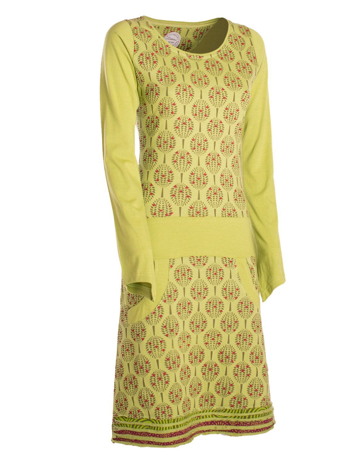 Vishes Jerseykleid Damen knielanges Kleid Baumwolle geometrisch A-Linie mit Taschen Alternative Bekleidung, Ethno, Hippie, Retro Style