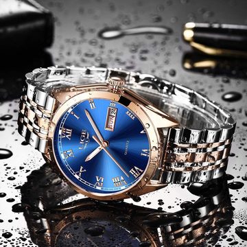 Lige LG9904A-HSJ-DE-XD Watch, Mode Edelstahl Herrenuhr Wasserdicht Luxus Analog Quarz