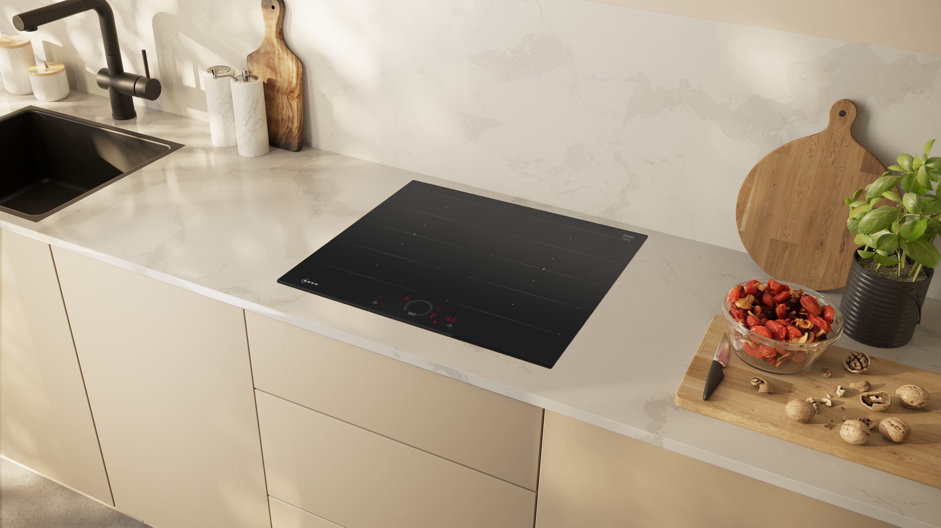 NEFF Induktions-Kochfeld N 70 T66FHX4L0, Twist Touch® Steuerung per Fingerdreh und intuitive Flexzonen