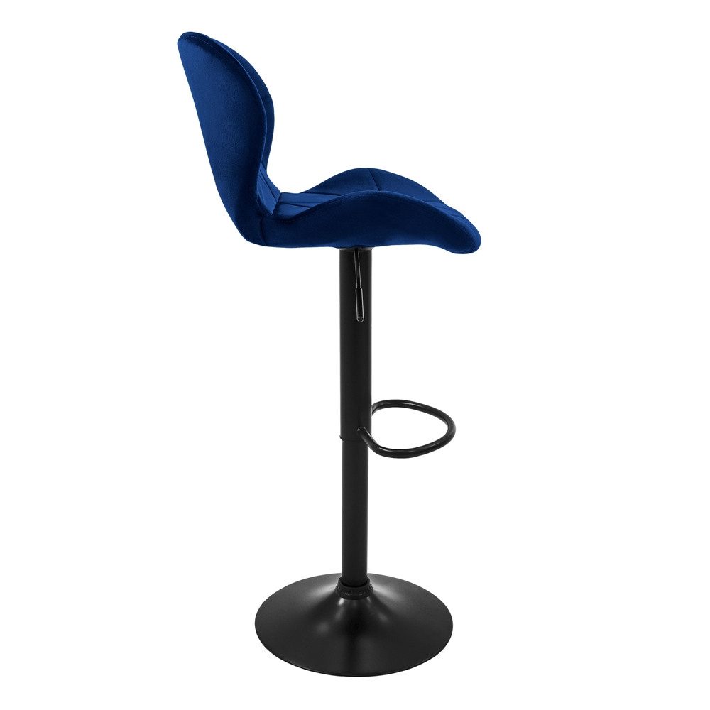 ML-DESIGN Barhocker Gepolsterter Barstuhl mit Rückenlehne und Fußstütze, 360° drehbar (2 St), 2er Set Bistrohocker aus Samt, Blau, Drehstuhl Hocker Tresenhocker