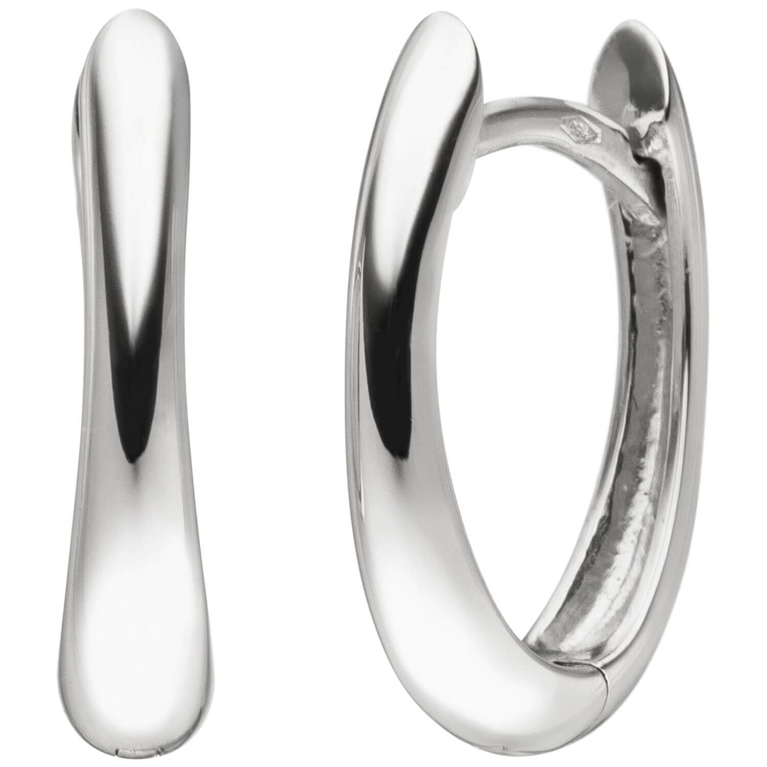 Valentinstagsgeschenk Schmuck Krone Paar Creolen Creolen 18x3,8mm 750 Weißgold oval schlicht, Gold 750, silberfarben