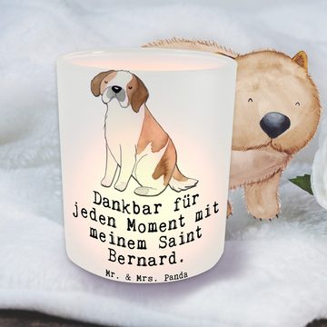 Mr. & Mrs. Panda Windlicht Saint Bernard Moment - Transparent - Geschenk, Teelichthalter, Rasseh (1 St), Hochwertiges Material