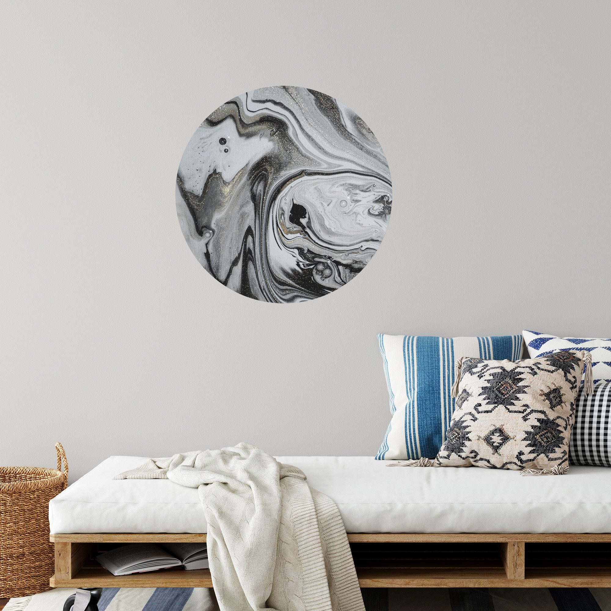 DEQORI Fototapete 'Aufwendiger Marmordekor', Rund, matte Leinwandstruktur, bedruckt, (1 St), selbstklebend Wandtattoo Motiv Wandtapete Wand Sticker Bild Tapete