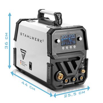 STAHLWERK Inverterschweißgerät Kombi-Schweißgerät CTM-250 ST Digital 5-in-1, 10 - 200 A, Schutzgas-Schweißgerät, Inverter mit 200 A, synergischem Drahtvorschub