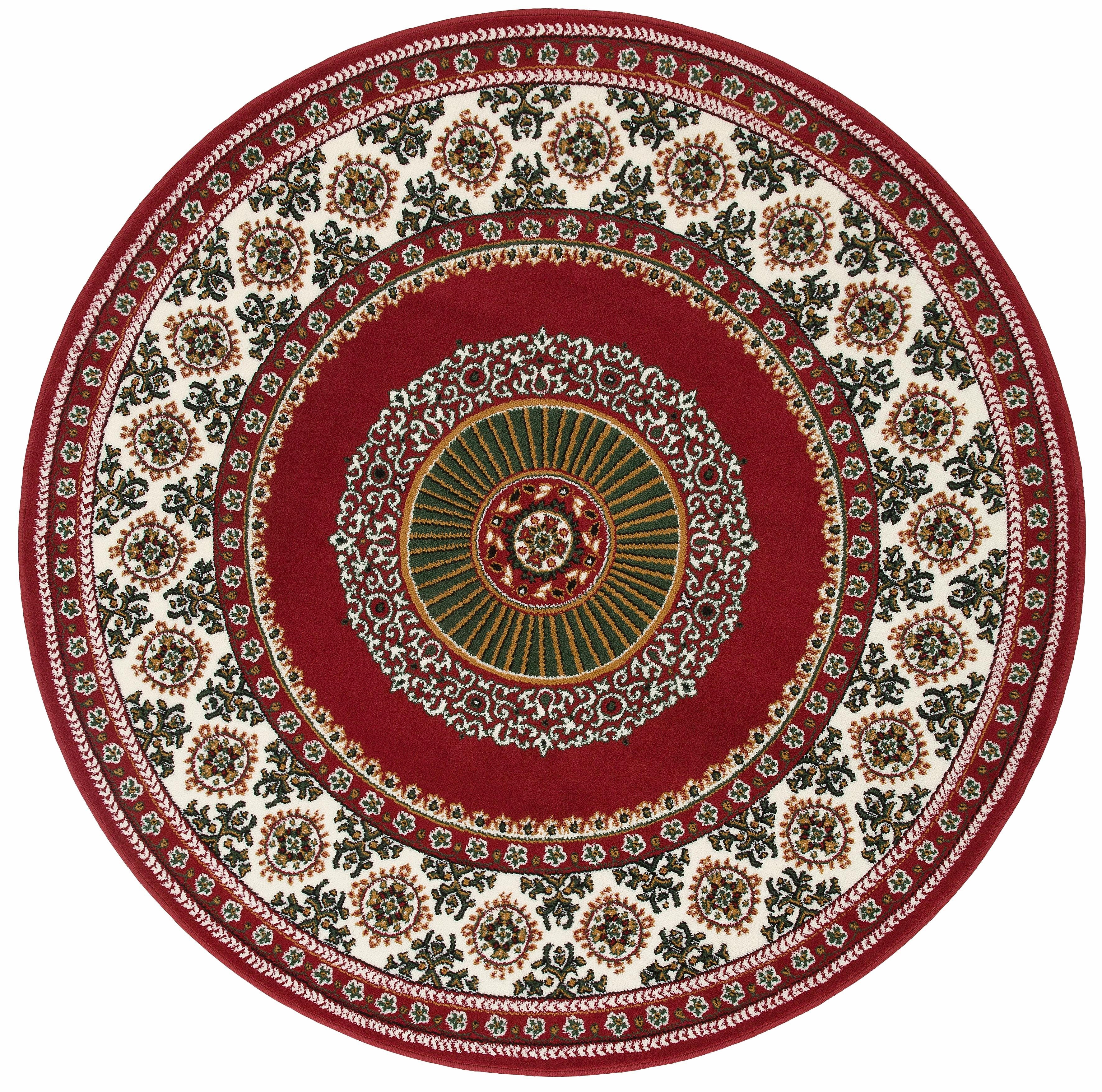 Teppich Shari, Home affaire, rund, Höhe: 7 mm, Orient-Dekor, mit Bordüre, Kurzflor, weich, pflegeleicht, elegant rot