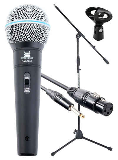 Pronomic Mikrofon »Superstar Mikrofonset - dynamisches Gesangs Mikrofon - inkl. Galgenständer, 5m Klinke-Kabel, Mikrofonklemme« (Komplettset), Druckvoller, warmer Klang