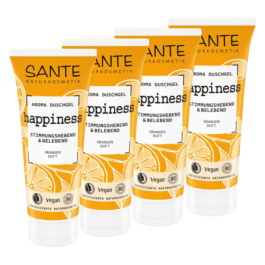 SANTE Duschgel happiness, 4-tlg., Stimmungshebend und belebend