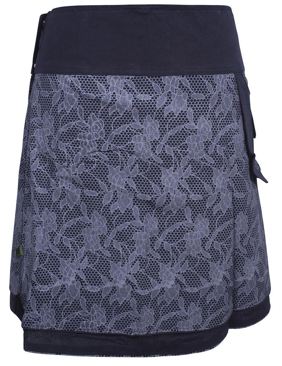 Vishes Wickelrock Rock zum Wickeln mit Druckknöpfen Spitze Blumen Ethno, Hippie, Goa, Lagenlook Style