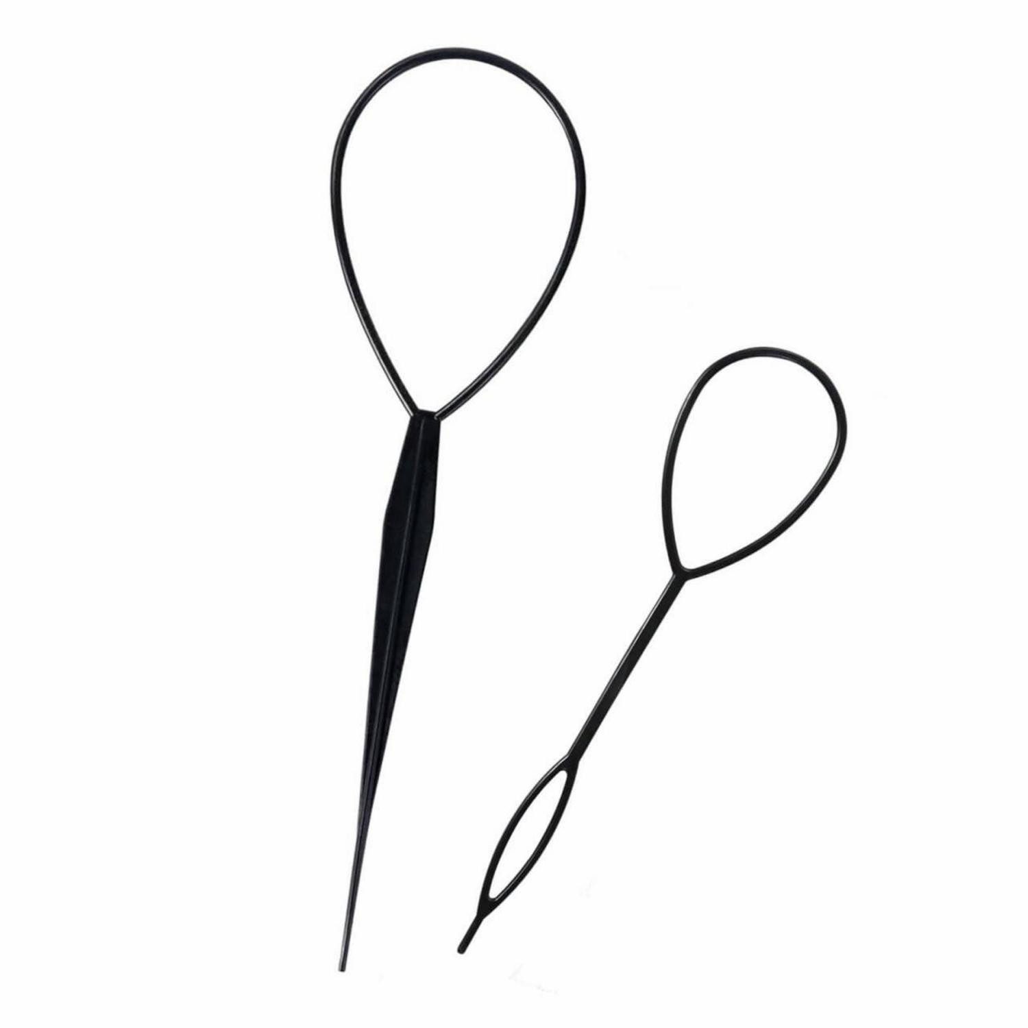 LuxusKollektion Haarstyling-Set Haar Schwanz Twister 2 Stück Haargeflecht Werkzeug Schwarz