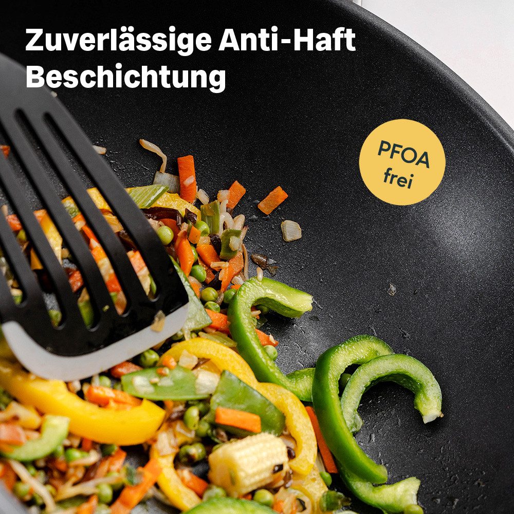 SILBERTHAL Wok Pfanne 28 cm Induktion, Edelstahl, spülmaschinengeeignet