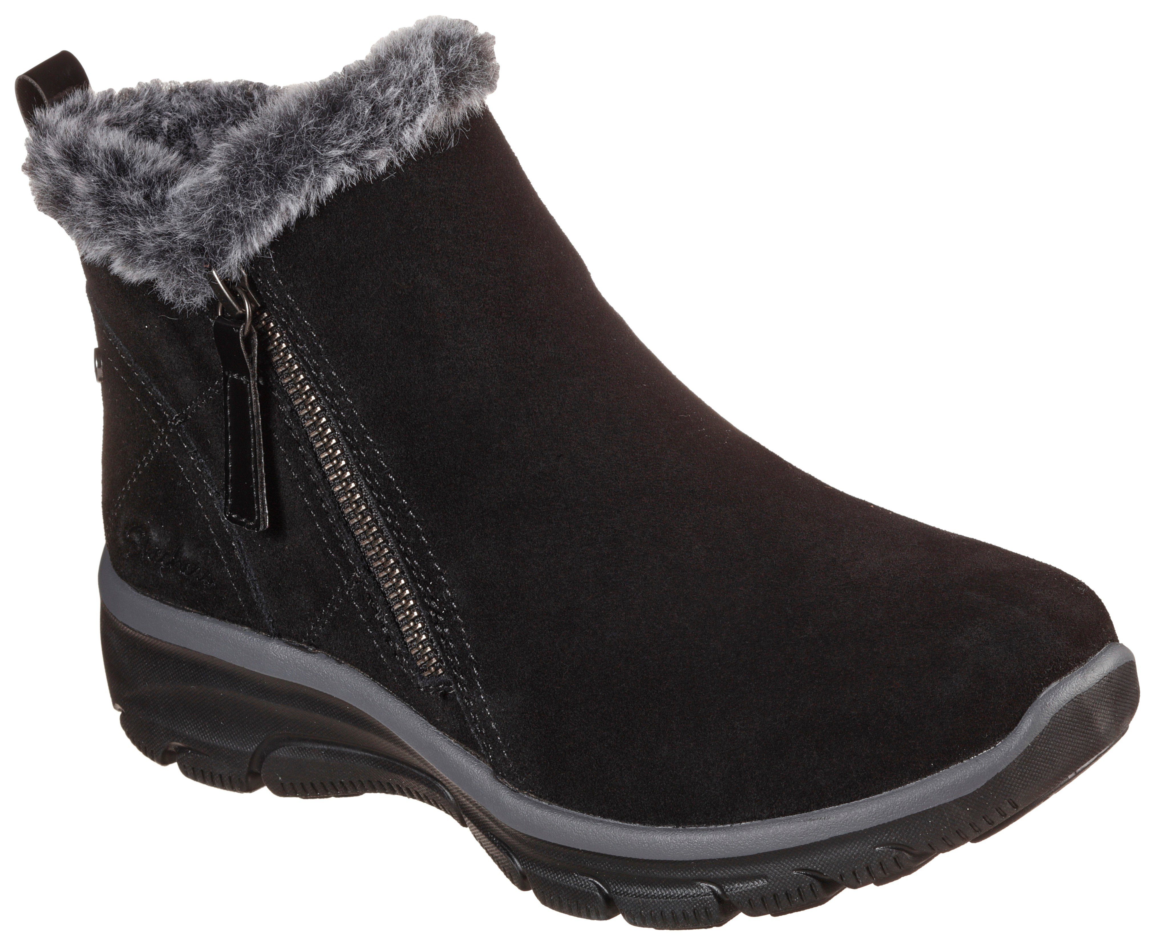 HIGH - EASY Winterboots Fellimitatkragen Skechers mit ZIP schwarz GOING