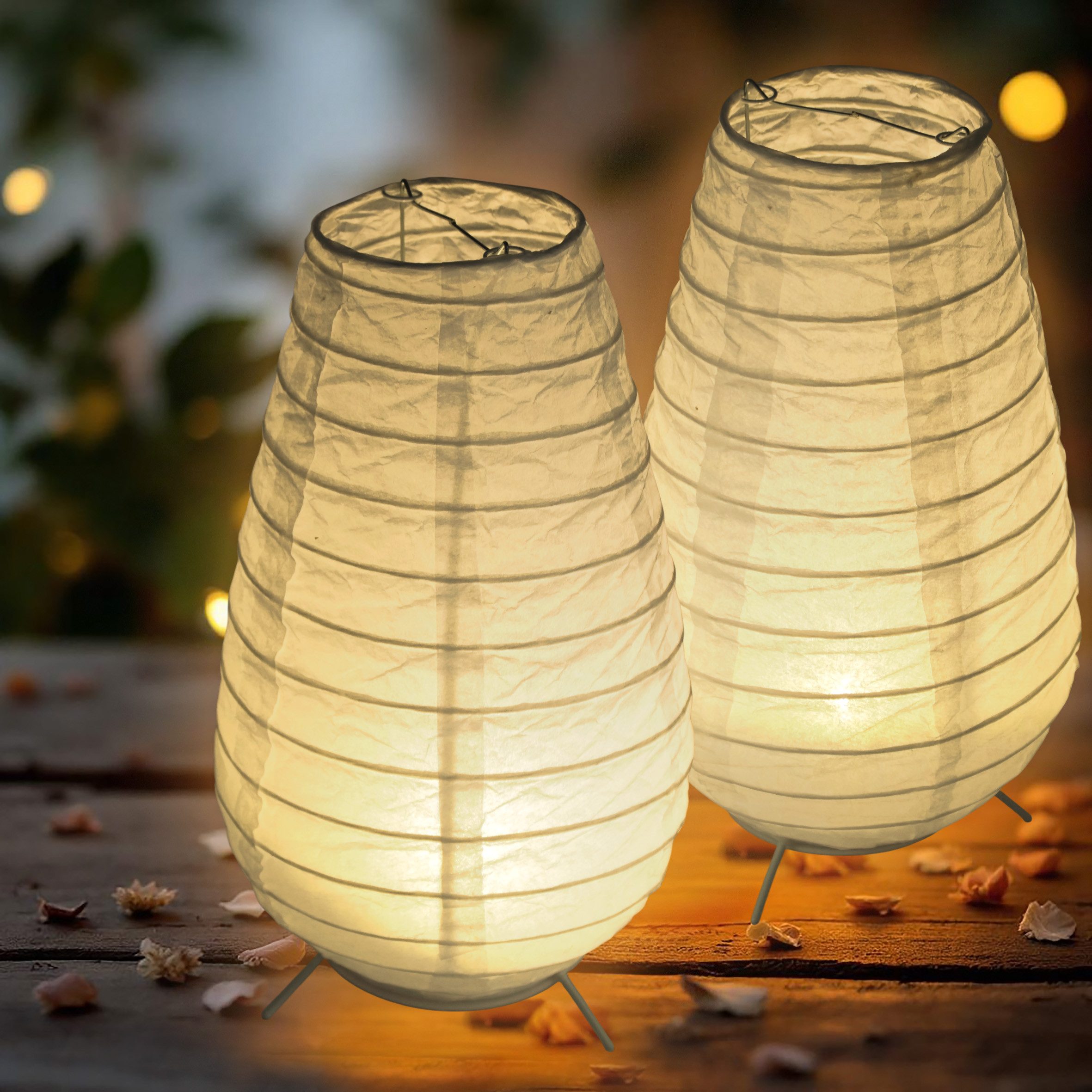 Spetebo Papierlaterne LED Papier Laterne in weiß zum hinstellen - 26 cm / 2er Set, einfach zusammenzulegen – Bild 5 von 5