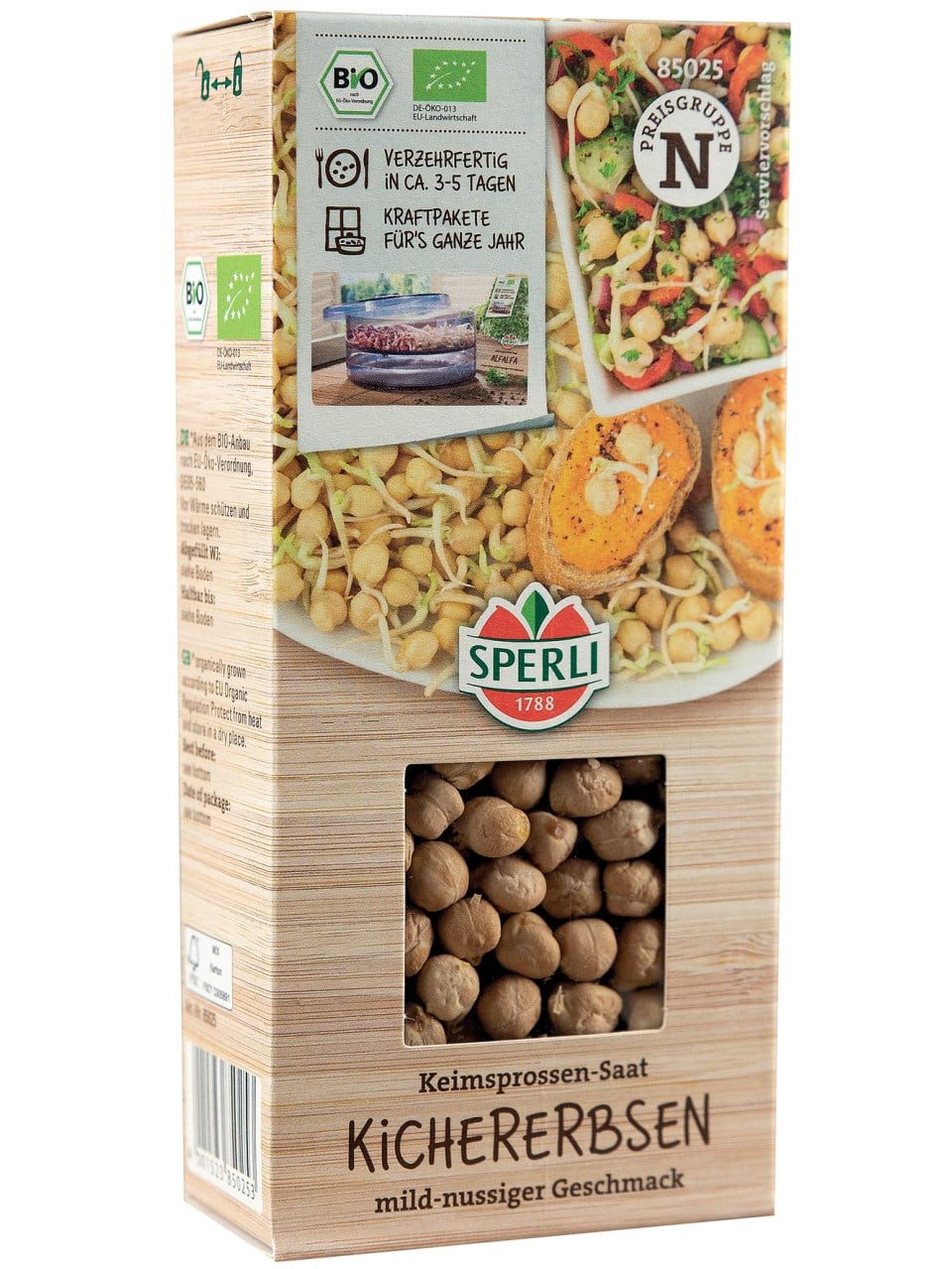 Sperli Kräutersamen Sperli BIO Keimsprossen-Saat Kichererbse, Bio