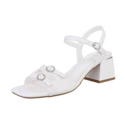 Ital-Design Damen Elegant Sandalette (86192615) Blockabsatz Sandalen & Sandaletten in Weiß