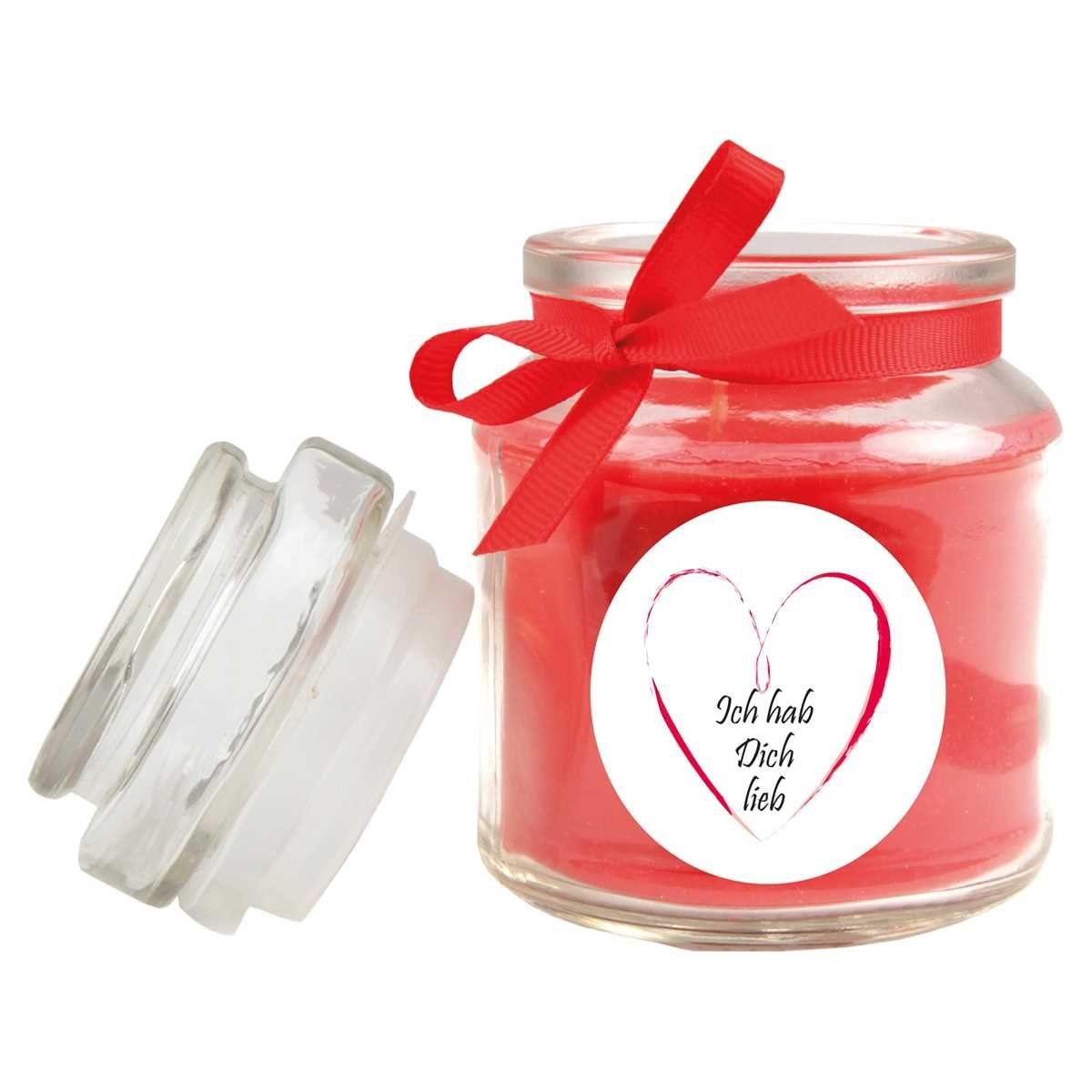 HS Candle Duftkerze im Bonbonglas, Motivkerze (1-tlg), Wachs, angenehmer Duft, Ideal zum Verschenken für Freunde und Familie