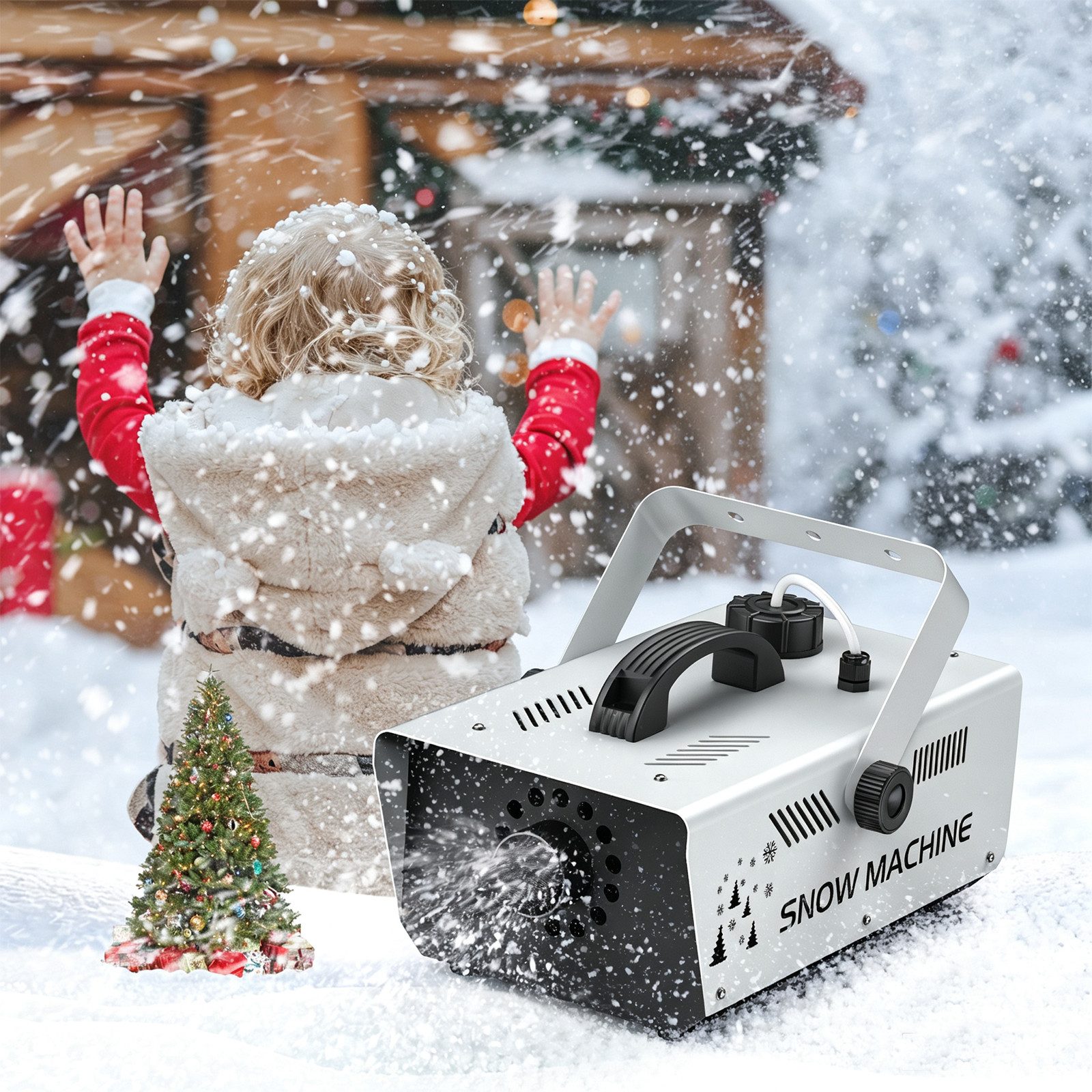 ZonQoonz Discolicht 1200W Schneemaschine mit Fernbedienung und Kabelsteuerung für Party