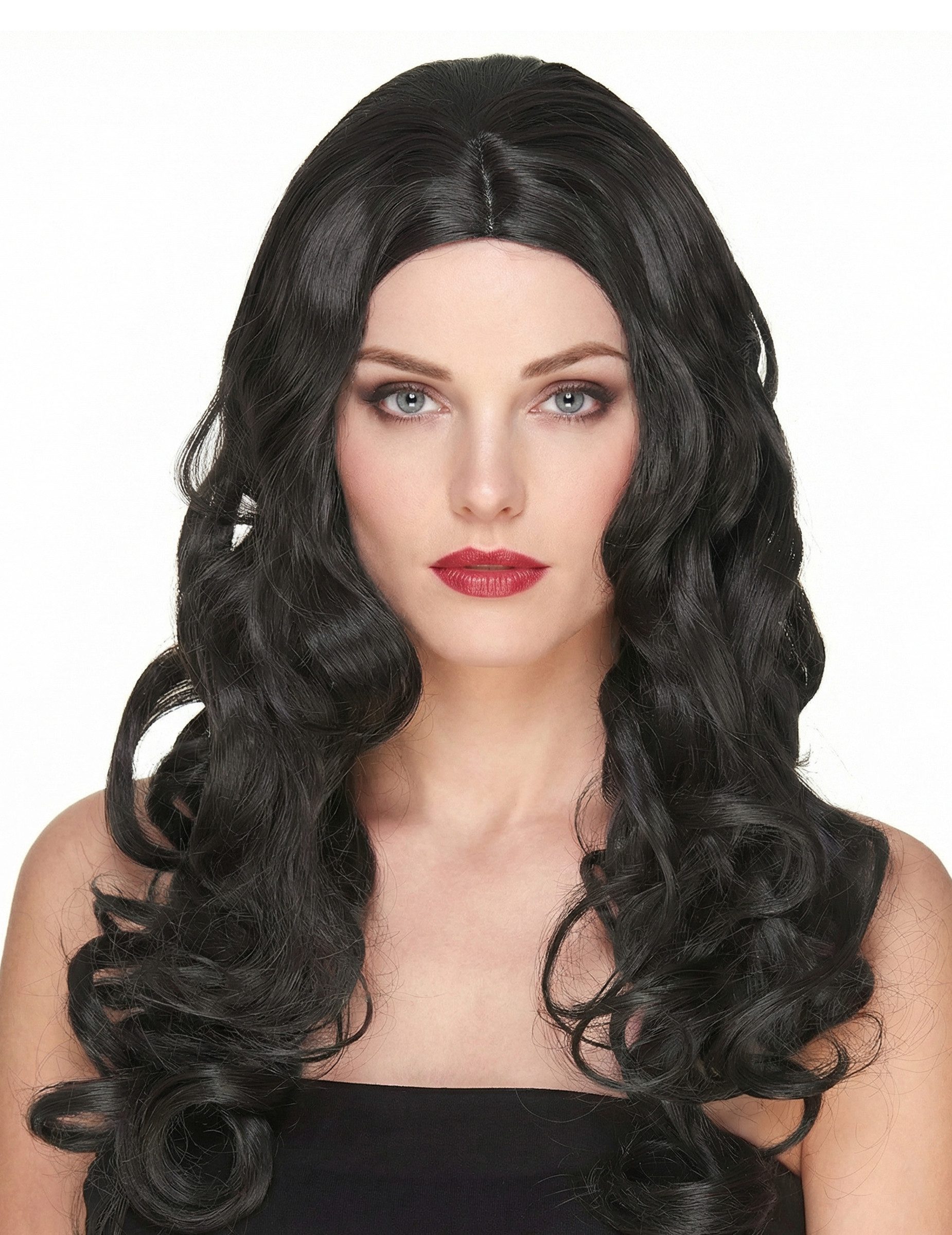 Kostüm Luxus Damenperücke mit Locken braun