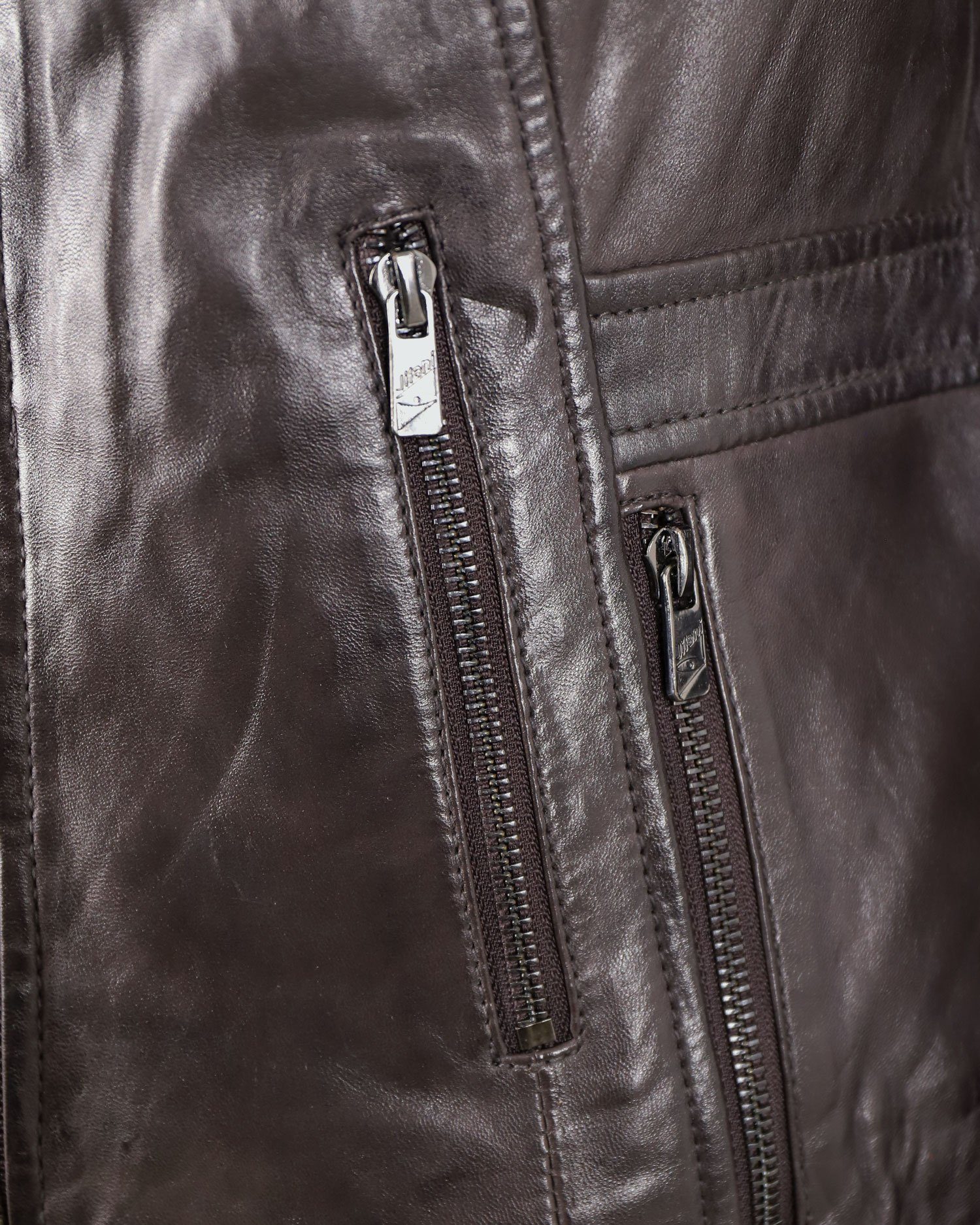 Jilani Lederjacke Enna #KJ Jilani - Damen Lederjacke Lammnappa dunkelbraun Pflanzlich gegerbt