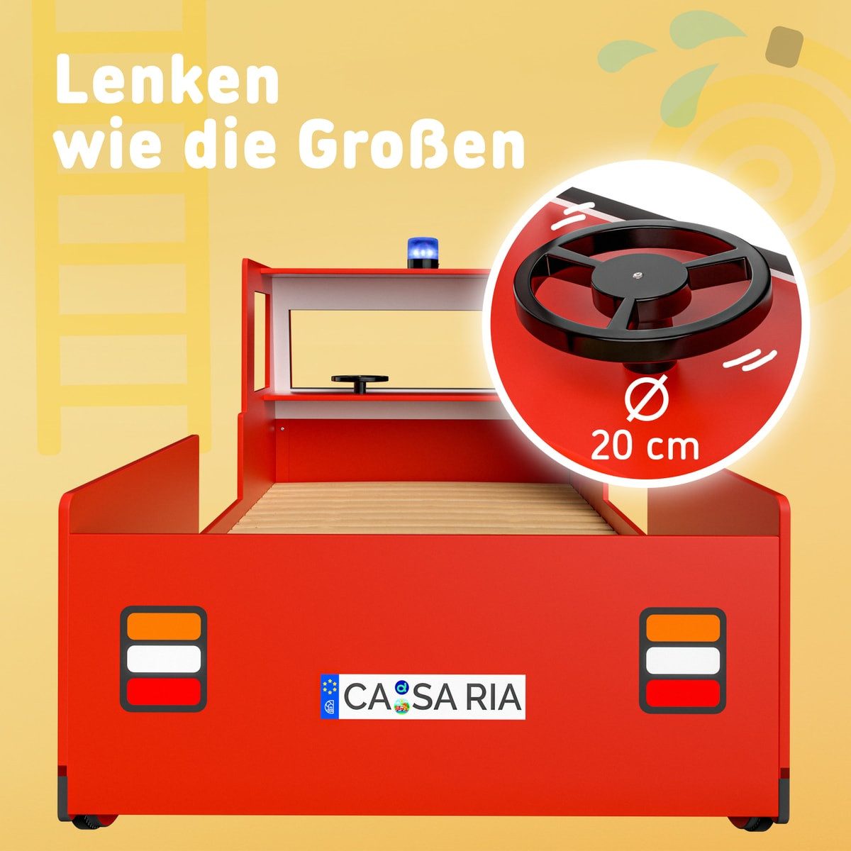 Casaria children's bed, 90x200cm, fall protection, slatted base, 120kg load capacity, children's bed, car bed