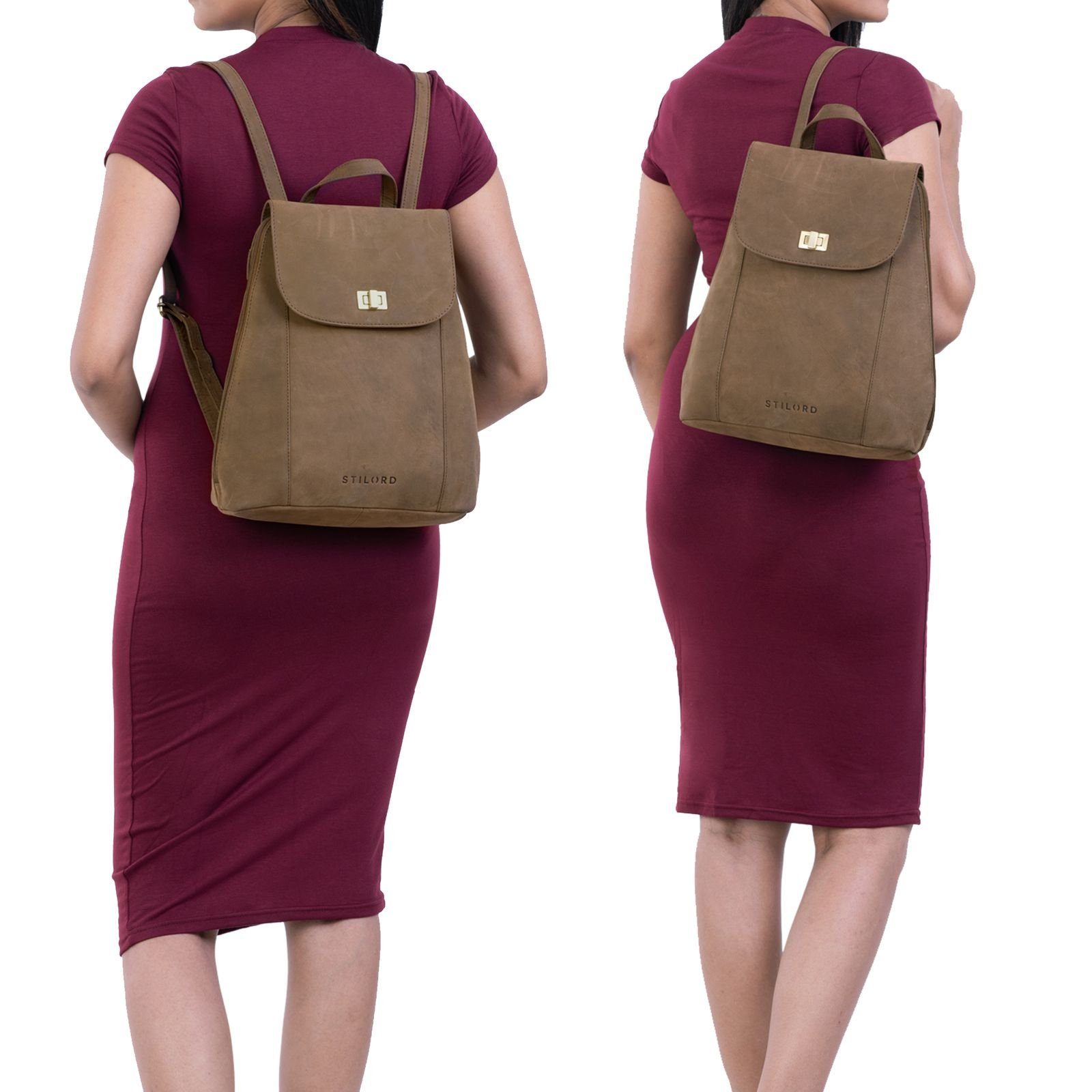 STILORD Cityrucksack "Victoria" Lederrucksack Damen Vintage