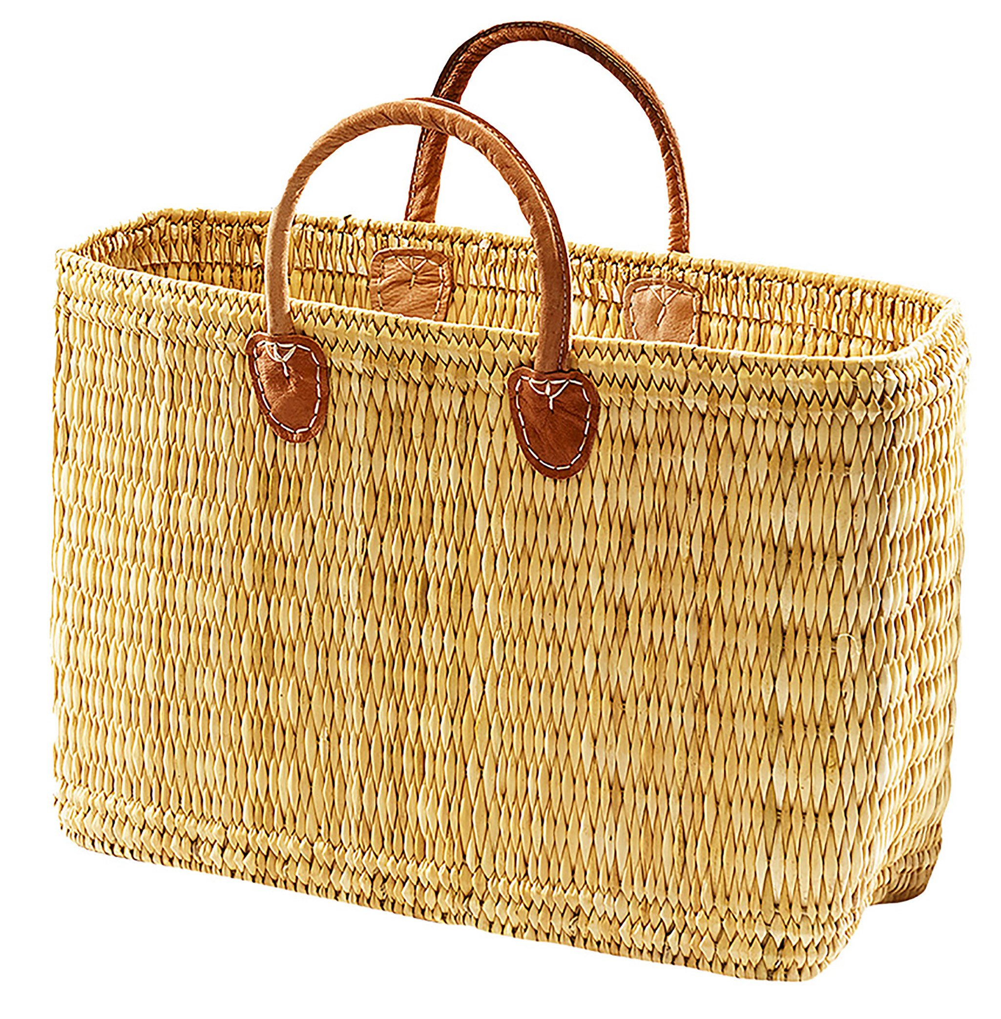 Kobolo Shopper Seegrastasche Griffe aus Leder Größe M 44x18x30 günstig online kaufen