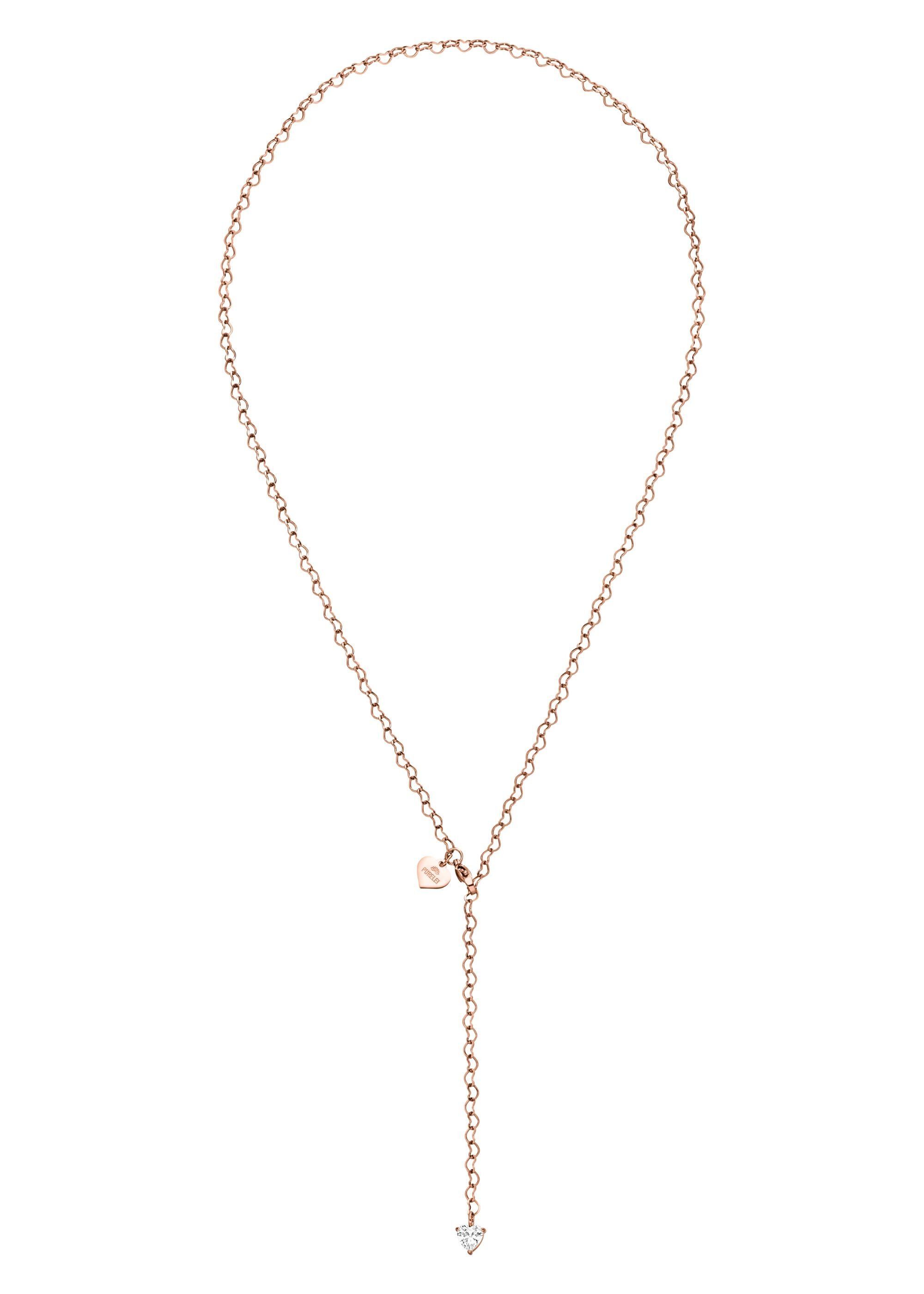 Purelei Y-Kette Endless Love, mit einem Schmuckstein-Herz-Anhänger Rosegold