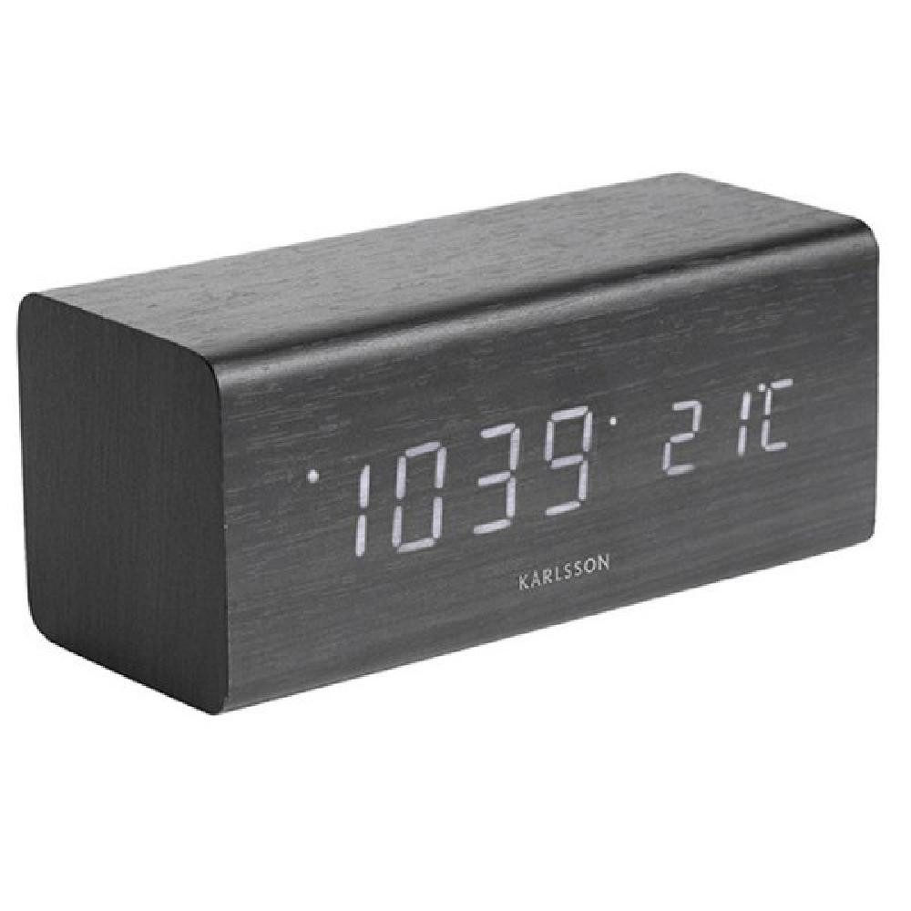 Karlsson Uhr Wecker Block Schwarz mit LED Anzeige